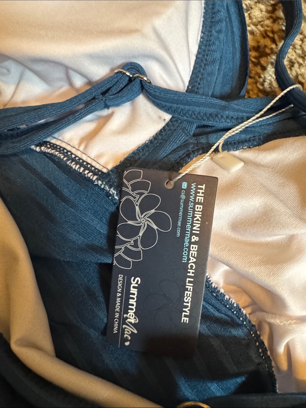 Teal Ribbed swimsuit top - Picture 3 of 3